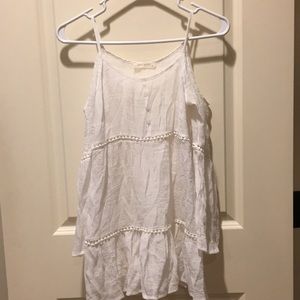 Haute Society women sheer cold shoulder embellish detail boho top size XS white